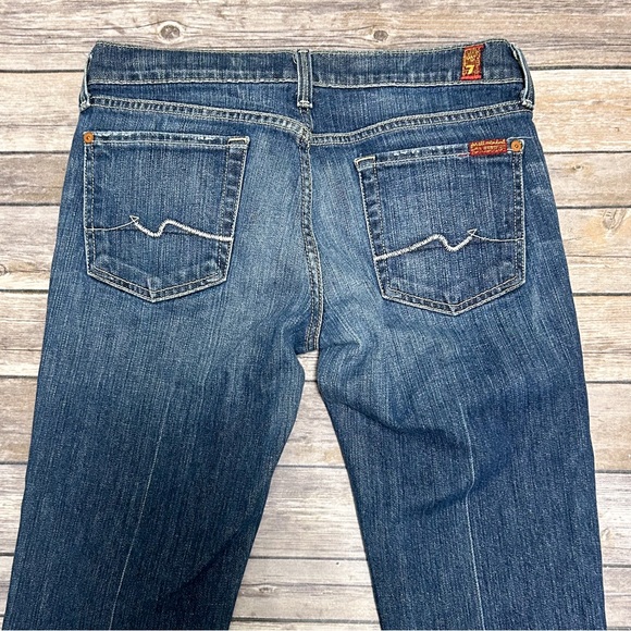 7 For All Mankind Medium Wash Straight Leg Low Rise Jeans 28 7FAM 32.25 Inseam - Picture 5 of 10